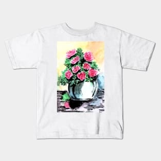 Red Peonies in Vase Kids T-Shirt